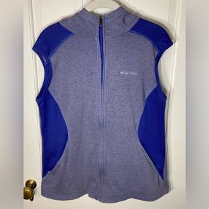Columbia Woman’s XL Blue Sportswear Athletic Hooded Hoodie Vest Jacket Zipper